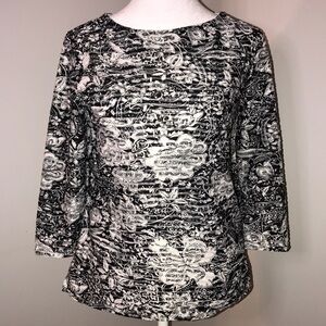 Coldwater Creek Black& White Floral Shirt Size Medium​​​